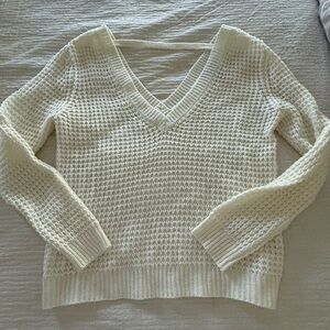 Forever 21 Cream V-Neck Sweater